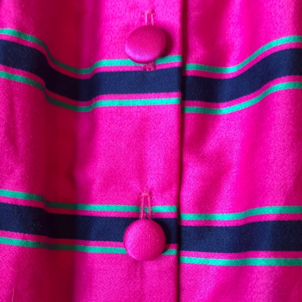 Ralph Lauren Pink Dress Blue Green Stripe Belt Covered Buttons Lined Girls 6 EUC - Picture 9 of 13